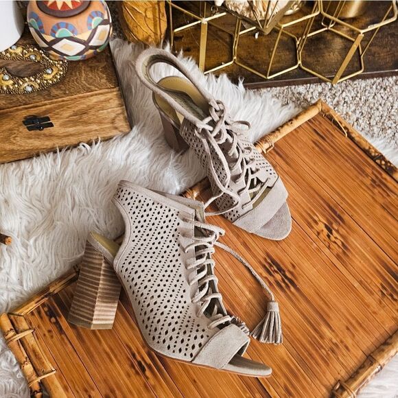 Marc Fisher Satire Lace Up Suede Leather Sandal. - Picture 10 of 14